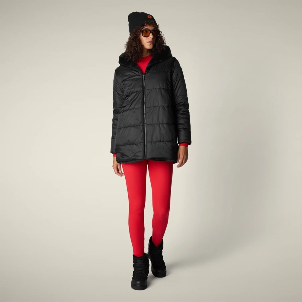 Save the Duck REVERSIBLE FAUX FUR JACKET MOD. BRIDGET IN BLACK - Picture 2 of 13